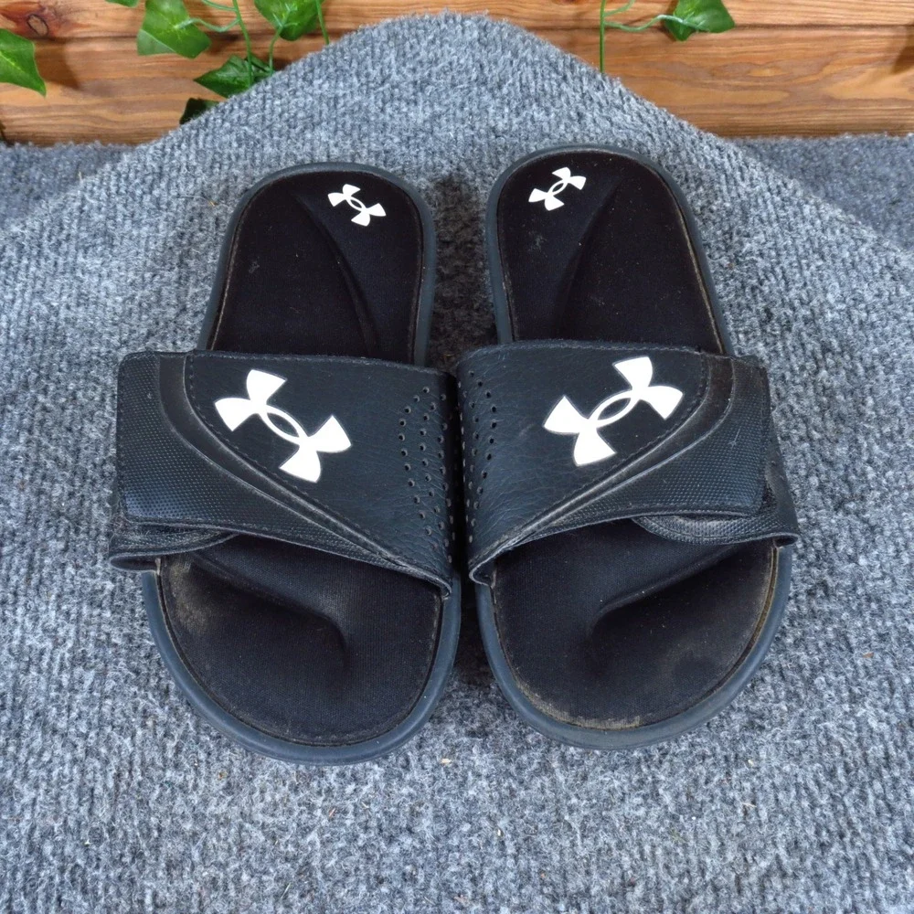 Under Armour‎ Ignite VI Kids Slide Sandals Size 3Y Athletic Sports Pool Black